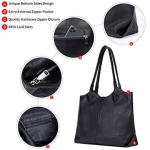 Soft Leather Tote Purse Zipper Closure Designer Handbag Women RFID Top-handle Bag Lightweight