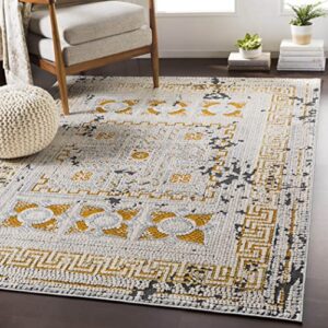 mark&day area rugs, 8×10 herblay updated traditional mustard area rug, orange/beige/gray carpet for living room, bedroom or kitchen (7’7″ x 10’2″)