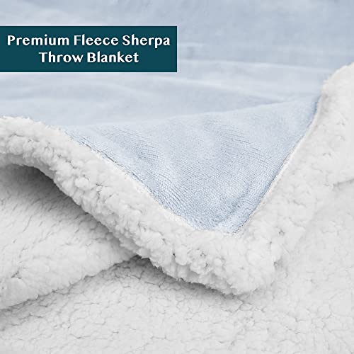 PAVILIA Plush Sherpa Fleece Throw Blanket Light Blue | Soft, Warm, Fuzzy Baby Blue Throw for Couch Sofa | Solid Reversible Cozy Microfiber Fluffy Blanket, 50x60