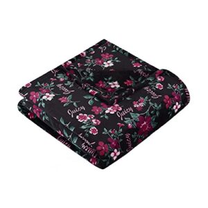 juicy couture – throw blanket | garden floral | plush and cozy | decorative blankets for sofas, chairs and beds| luxurious and soft | chic home decor | measures 50″ x 70″ | black