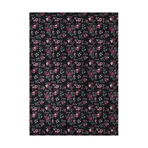 Juicy Couture - Throw Blanket | Garden Floral | Plush and Cozy | Decorative Blankets for Sofas, Chairs and Beds| Luxurious and Soft | Chic Home Decor | Measures 50" x 70" | Black