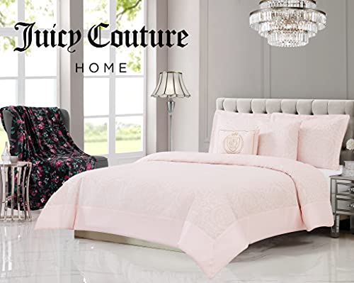 Juicy Couture - Throw Blanket | Garden Floral | Plush and Cozy | Decorative Blankets for Sofas, Chairs and Beds| Luxurious and Soft | Chic Home Decor | Measures 50" x 70" | Black