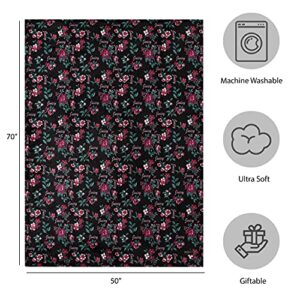 Juicy Couture - Throw Blanket | Garden Floral | Plush and Cozy | Decorative Blankets for Sofas, Chairs and Beds| Luxurious and Soft | Chic Home Decor | Measures 50" x 70" | Black