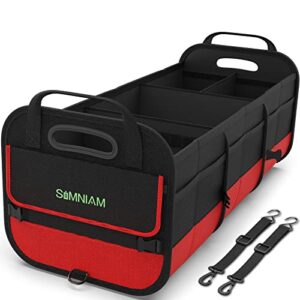 simniam car trunk organizer large 95l, foldable, non-slip, car storage organizer made of thick material, apply to organizing the trunk outdoor travel shopping camping – red