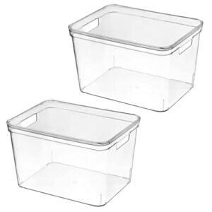 tidyhome – 2 xlarge clear plastic storage bins with lids- (14inchl×11inchw×9inchh)-bins handle for office, entryway,cabinet, bedroom, laundry room, nursery and transparent 14.2inchl×11inchw×9inchh