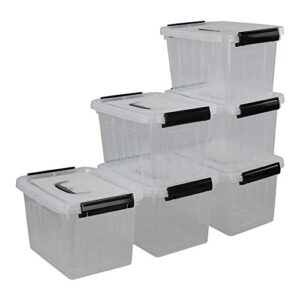idomy 6 quart plastic storage box, clear storage bins with lid, pack of 6