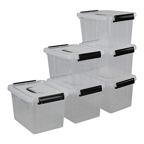 Idomy 6 Quart Plastic Storage Box, Clear Storage Bins with Lid, Pack of 6