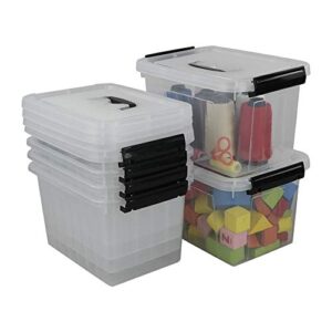 Idomy 6 Quart Plastic Storage Box, Clear Storage Bins with Lid, Pack of 6