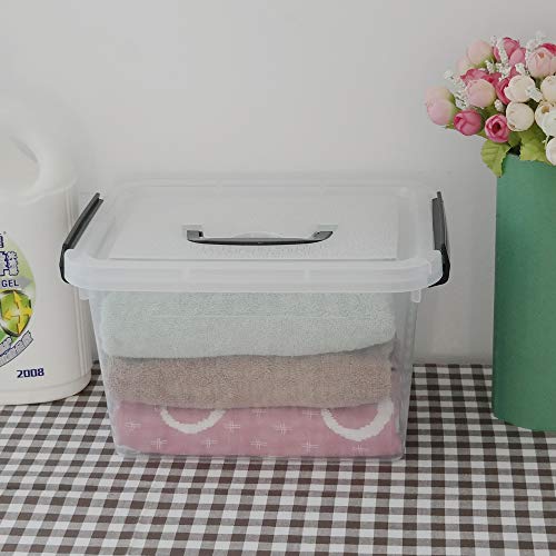 Idomy 6 Quart Plastic Storage Box, Clear Storage Bins with Lid, Pack of 6