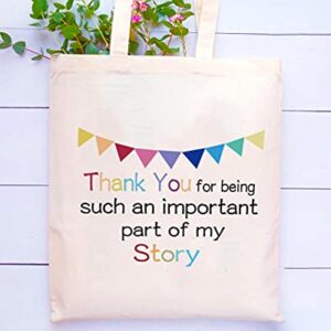 Thank You For Being Such An Important Part of My Story – Shoulder Bag Shopping Bag Tote Bag Gift – Appreciation Gifts for Teachers - Birthday Christmas Back To School Gift For Teacher