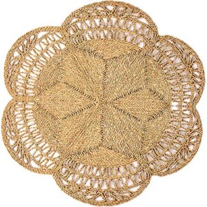 round rug 4ft, seagrass rug for area rugs, rattan decor, boho carpets and rugs living room and dining room rugs for under table, farmhouse area rug, jute rug round, circle rug for wall decor 4ft