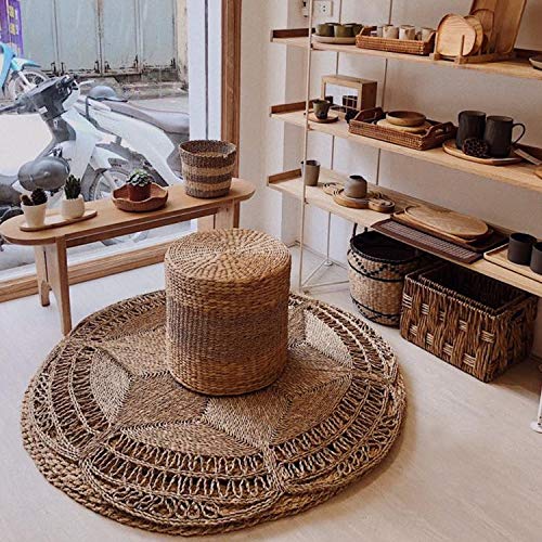 Round Rug 4ft, Seagrass Rug for Area Rugs, Rattan Decor, Boho Carpets and Rugs Living Room and Dining Room Rugs for Under Table, Farmhouse Area Rug, Jute Rug Round, Circle Rug for Wall Decor 4ft