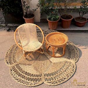 Round Rug 4ft, Seagrass Rug for Area Rugs, Rattan Decor, Boho Carpets and Rugs Living Room and Dining Room Rugs for Under Table, Farmhouse Area Rug, Jute Rug Round, Circle Rug for Wall Decor 4ft