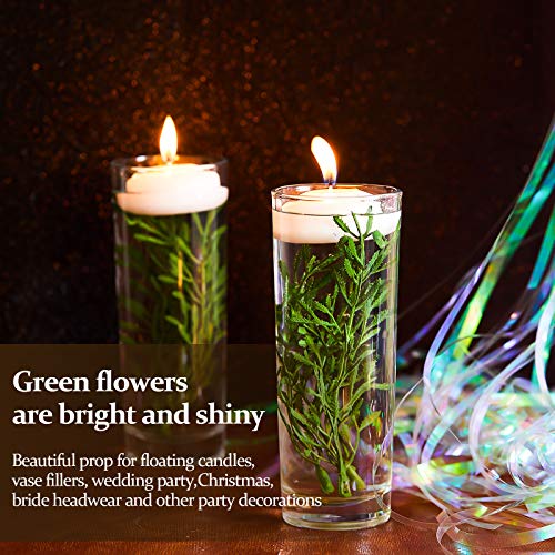 30 Pieces Faux Flowers for Floating Candles Centerpiece 6 Inch Mini Flower Filler Vase Fillers Filling in Floating Candles for Wedding Dinning Table Party Home Bar Restaurant Decoration (Green)