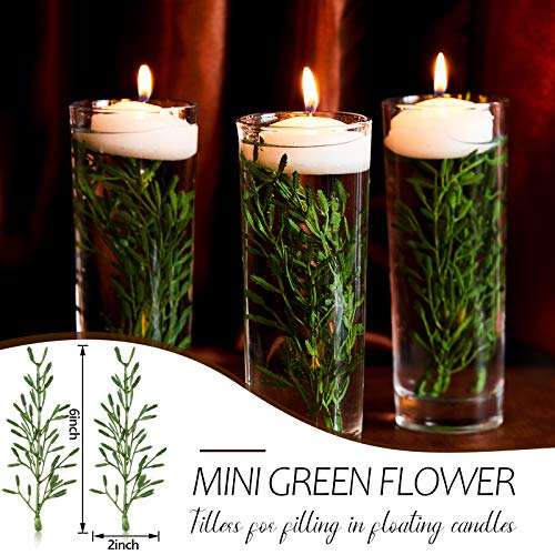 30 Pieces Faux Flowers for Floating Candles Centerpiece 6 Inch Mini Flower Filler Vase Fillers Filling in Floating Candles for Wedding Dinning Table Party Home Bar Restaurant Decoration (Green)