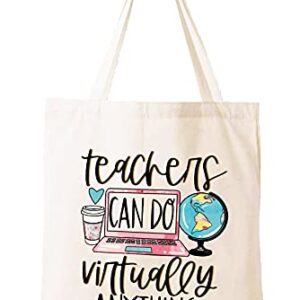 Teachers Can Do Virtually Anything – Shoulder Bag Shopping Bag Tote Bag Gift – Appreciation Gifts for Teachers - Birthday Christmas Back To School Gift For Teacher