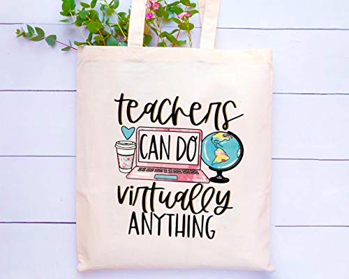 Teachers Can Do Virtually Anything – Shoulder Bag Shopping Bag Tote Bag Gift – Appreciation Gifts for Teachers - Birthday Christmas Back To School Gift For Teacher