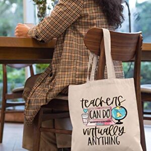 Teachers Can Do Virtually Anything – Shoulder Bag Shopping Bag Tote Bag Gift – Appreciation Gifts for Teachers - Birthday Christmas Back To School Gift For Teacher