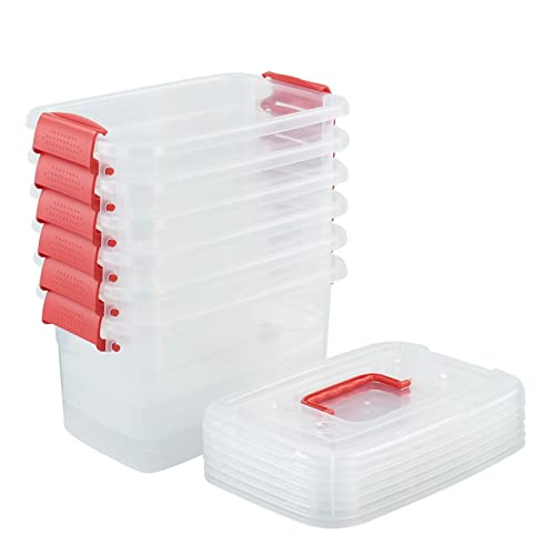 DynkoNA Plastic Boxes with Lids, Clear Storage Bins Set of 6, 6 Quarts