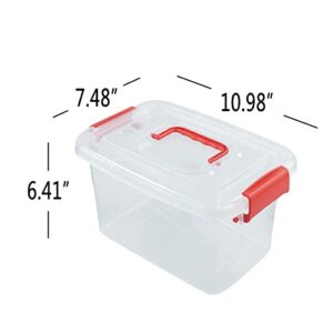 DynkoNA Plastic Boxes with Lids, Clear Storage Bins Set of 6, 6 Quarts