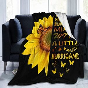 Sunflower Butterfly Blanket Soft Warm Lightweight Cozy Plush Throw Blanket Bed Couch Sofa Office Decor 50"x60" Gifts for Women…