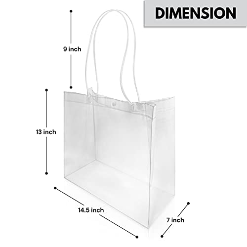 T&V Clear Bags for Women - Transparent PVC Tote Bag - Fashion Purse for Work, Shopping, Travel, Beach Stadium Festival Plastic Handbag with Button Closure - See Through Shoulder Bag for Women, Teens, White