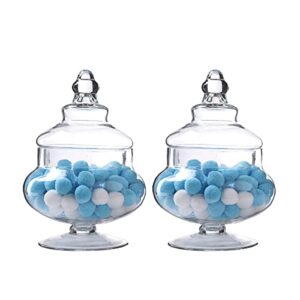 livejun glass apothecary jars clear candy buffet display small elegant storage jars decorative cookies storage clear glass canisters for kitchen wedding party set of 2