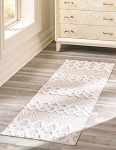 unique loom sabrina soto casa collection modern geometric beige runner rug (2′ 3 x 6′ 0)