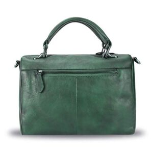 IVTG Genuine Leather Satchel Purse for Women Vintage Handmade Top Handle Bag Crossbody Handbag (DarkGreen)