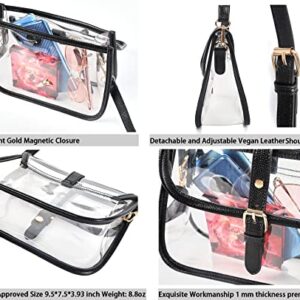 Y&R Direct Clear Saddle Crossbody Bag Gift for Women Clear Purses for Stadium Concert Gameday Magnetic Closure