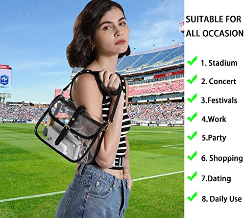 Y&R Direct Clear Saddle Crossbody Bag Gift for Women Clear Purses for Stadium Concert Gameday Magnetic Closure