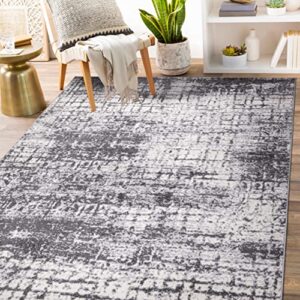 rugshop distressed abstract modern area rug 5′ x 7′ gray