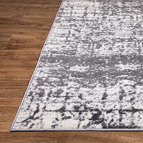 Rugshop Distressed Abstract Modern Area Rug 5' x 7' Gray