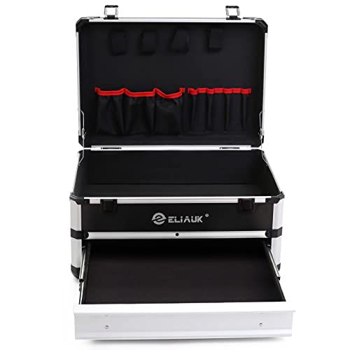 ELIAUK Portable Aluminum Tool box with Drawer Storage Carrying Toolbox