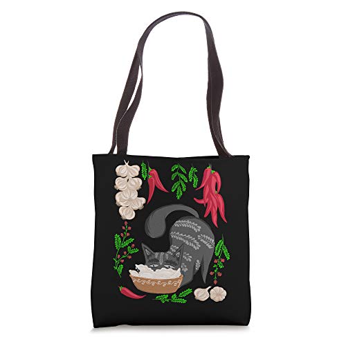 Cat & Vareniki Ukraine Food Funny Ukrainian Vyshyvanka Style Tote Bag