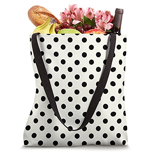 Small Polka Dot Pattern in Black on Cream White AEV517 Tote Bag