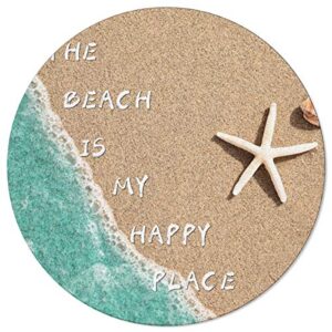 round area rugs 3ft,summer coastal beach sand starfish indoor throw runner circle rug entryway doormat floor carpet pad yoga mat for bedroom living room the beach is my happy place
