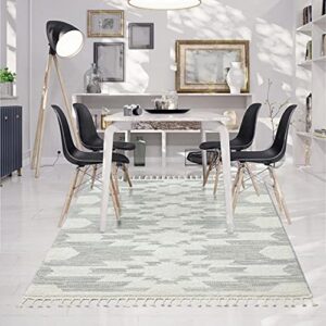 LUXE WEAVERS Ibiza Collection 8068 Grey 8x10 South Western Fringe Geometric Area Rug for Living Room, Bedroom, Dining Area