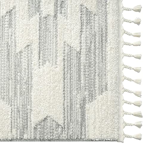 LUXE WEAVERS Ibiza Collection 8068 Grey 8x10 South Western Fringe Geometric Area Rug for Living Room, Bedroom, Dining Area