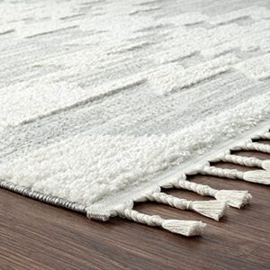 LUXE WEAVERS Ibiza Collection 8068 Grey 8x10 South Western Fringe Geometric Area Rug for Living Room, Bedroom, Dining Area
