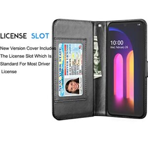 Tekcoo Wallet Case for LG V60 ThinQ/LG V60 ThinQ 5G UW, Luxury PU Leather ID Cash Credit Card Slots Holder Carrying Pouch Folio Flip Cover [Detachable Magnetic Hard Cases] Lanyard [Black]