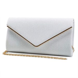 mansherry evening bag clutch purses for women, ladies sparkling party handbag wedding bag purse white