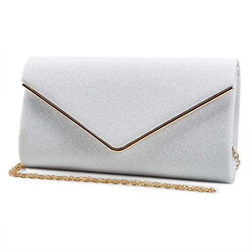 Mansherry Evening Bag Clutch Purses for Women, Ladies Sparkling Party Handbag Wedding Bag Purse White