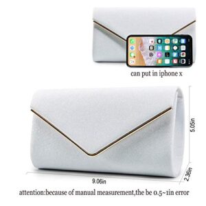 Mansherry Evening Bag Clutch Purses for Women, Ladies Sparkling Party Handbag Wedding Bag Purse White