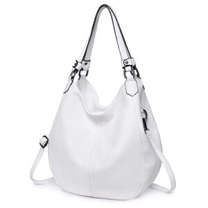 lokalyo hobo bags for women faux leather ladies purses and handbags tote shoulder bag large crossbody bags (white)
