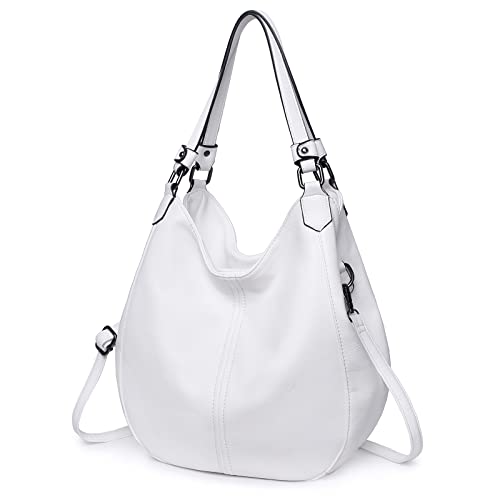 LOKALYO Hobo Bags for Women Faux Leather Ladies Purses and Handbags Tote Shoulder Bag Large Crossbody Bags (White)