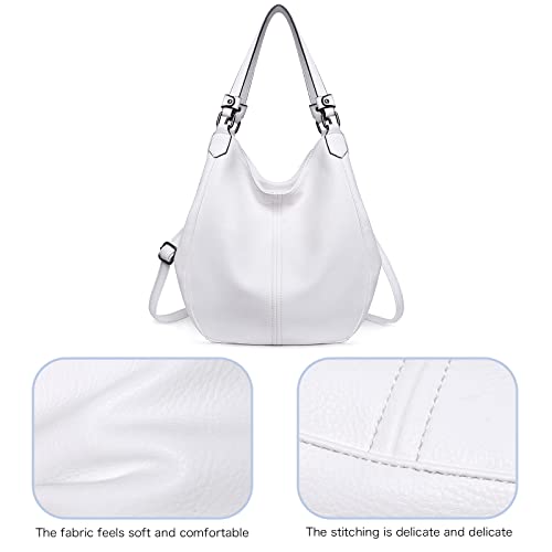 LOKALYO Hobo Bags for Women Faux Leather Ladies Purses and Handbags Tote Shoulder Bag Large Crossbody Bags (White)