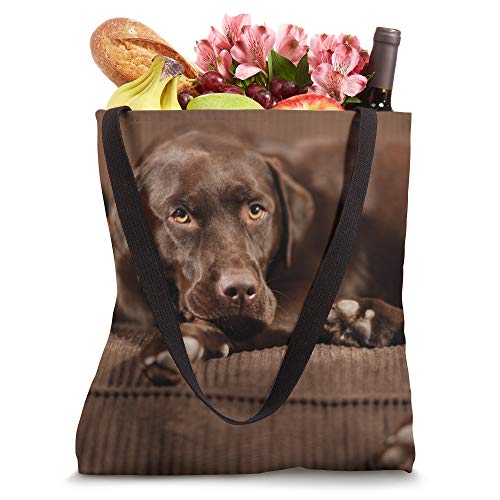 Sleepy Chocolate Lab Labrador Retriever Tote Bag