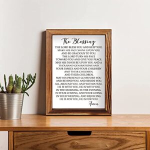 CHDITB The Blessing Lyrics Kari Jobe Framed Wood Sign Plaque(11"×16"), Inspirational Bible Verse Amen Quotes Christian Home Decor, Vintage Blessing Prayer Wall Table Sign for Home Bedroom Kitchen Farmhouse