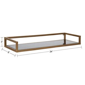 Kate and Laurel Blex Glam Wall Shelf, 24 x 8 x 3, Gold, Chic Floating Shelf for Wall Display and Storage